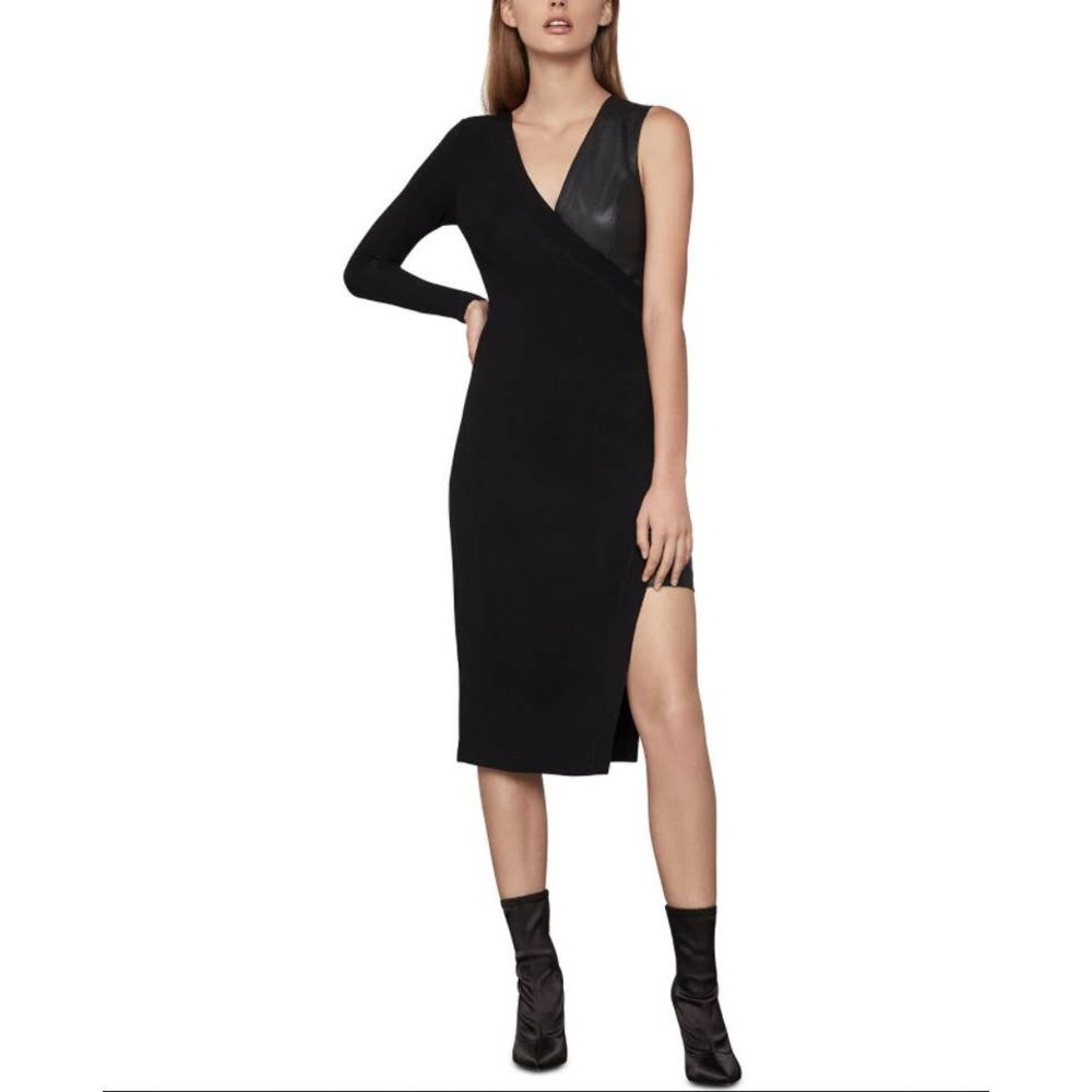 BCBGMAXAZRIA Mixed Media Asymmetric Jersey Dress M-NWOT